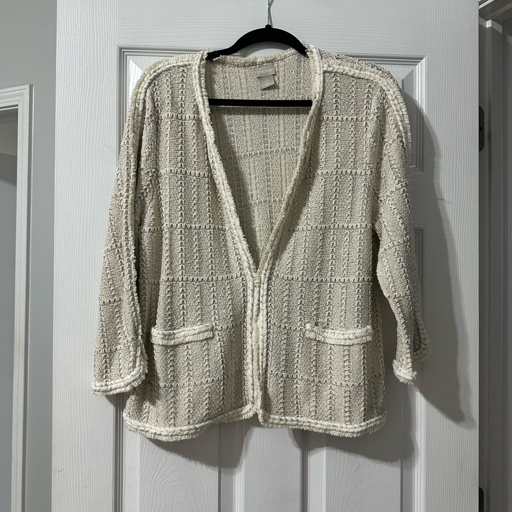 Chicos size 2/Large cream cardigan